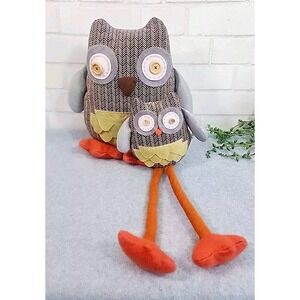 Owl Shelf Sitter Plush Legs Mom & Baby Fall‎ Weighted Bottom Autumn Colors 21"
